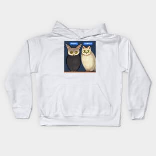 A Cat and An Owl Funny Pet Owner Funny Chit Chat Kids Hoodie